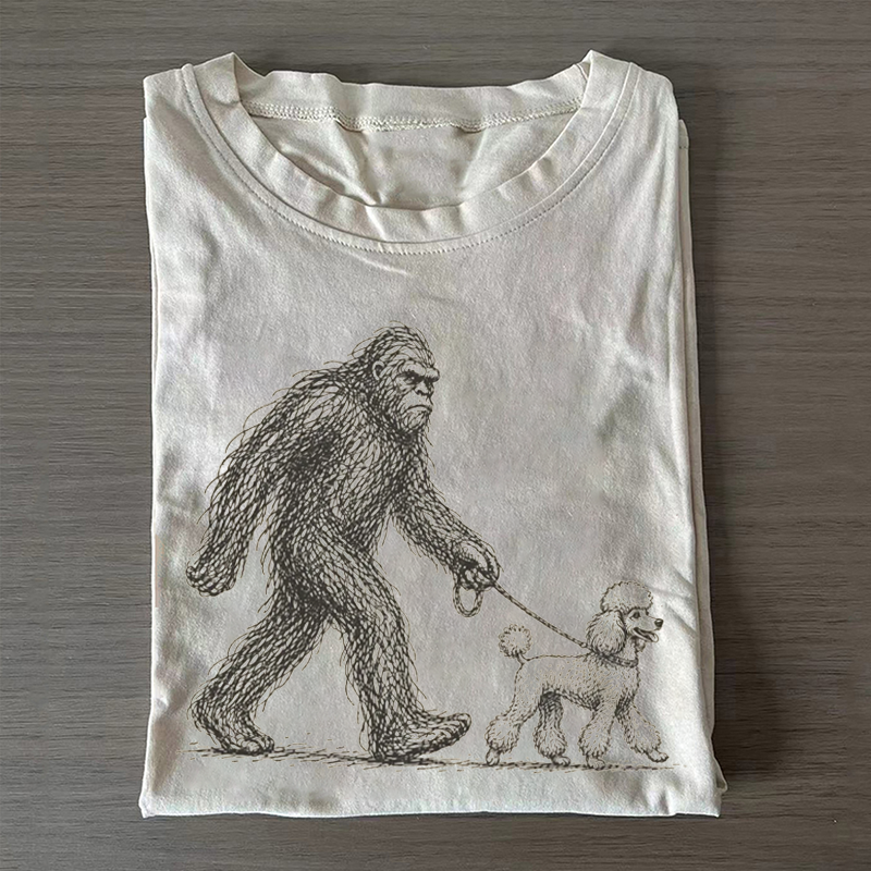 Bigfoot Walking Poodle T-shirt
