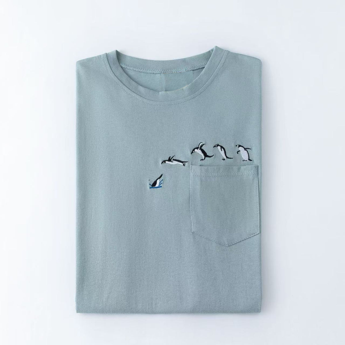 Embroidered Penguin Pocket T-shirt