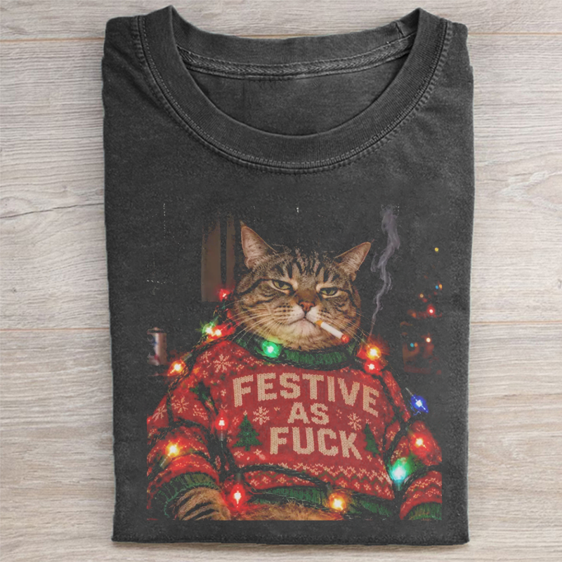 Funny Christmas Cat T-shirt