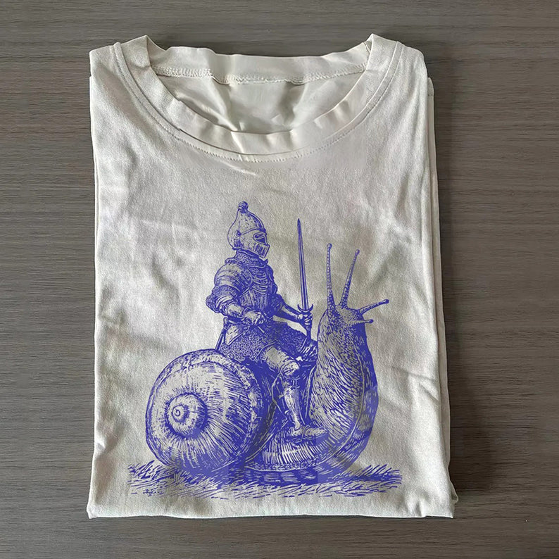 Vintage Snail Knight Graphic T-shirt