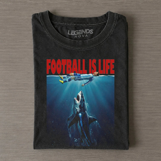 Football Is Life LM Underwater Shark Vintage Soccer V2 Tee