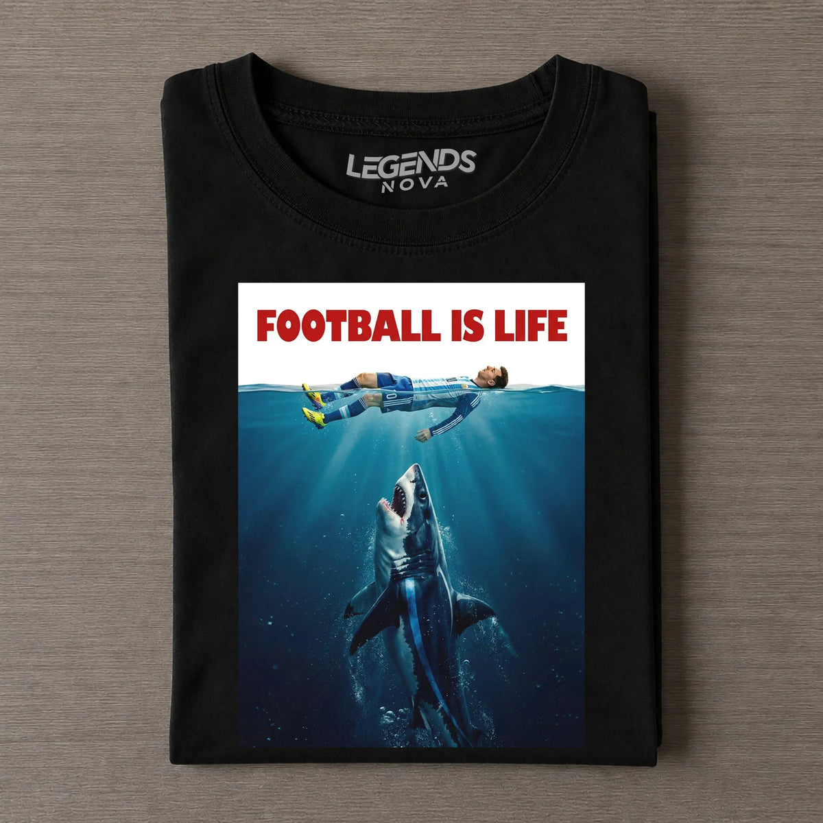 Football Is Life LM Underwater Shark Vintage Soccer VI Tee