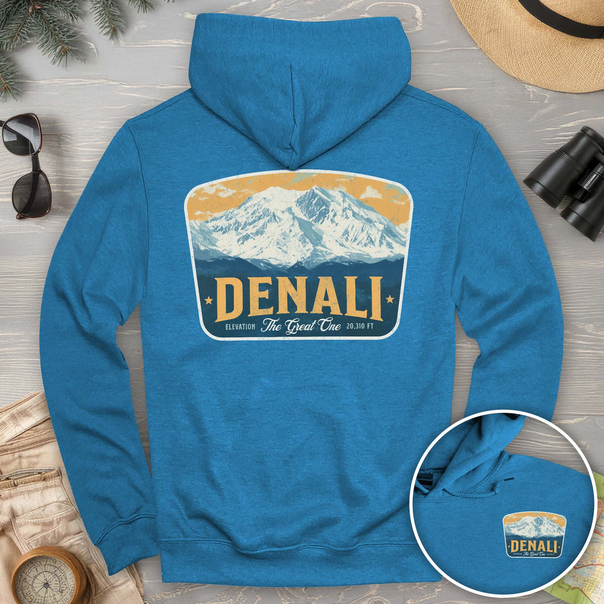 Denali "The Great One" Vintage Badge Front/Back Print Hoodie