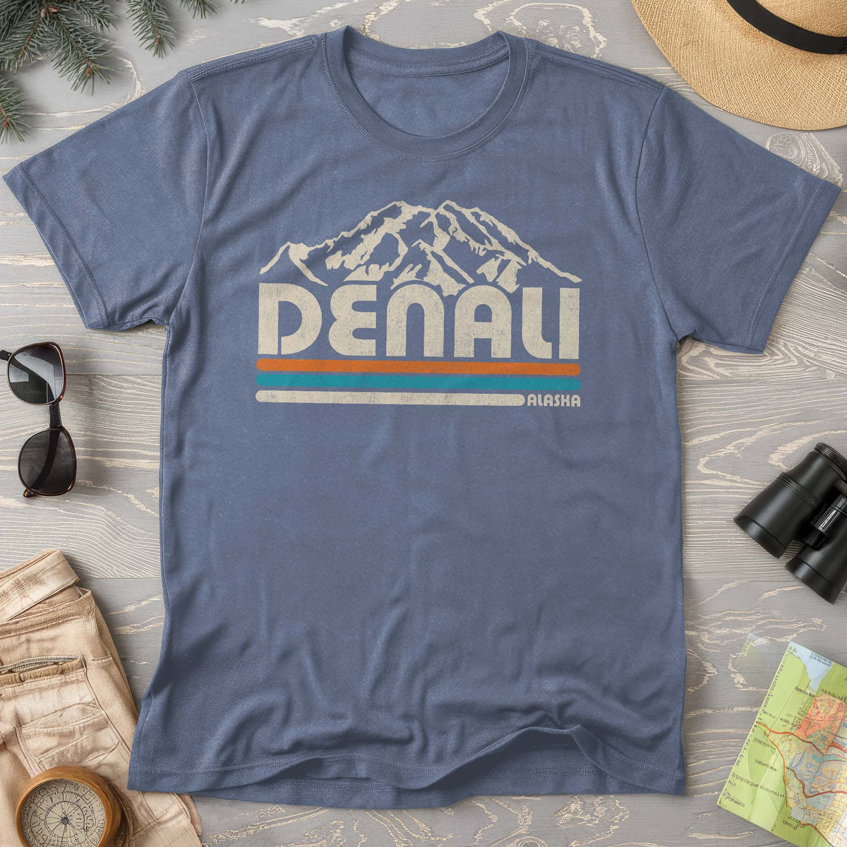 Denali Alaska Retro Stripe T-Shirt
