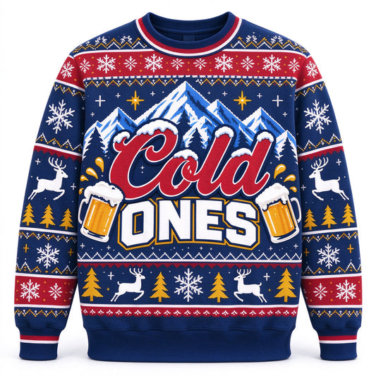 Christmas Gift Cold Ones Ugly 3D Sweater