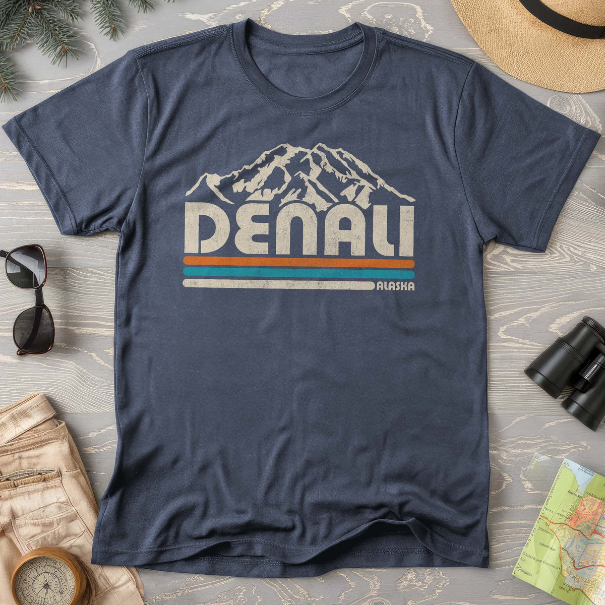 Denali Alaska Retro Stripe T-Shirt