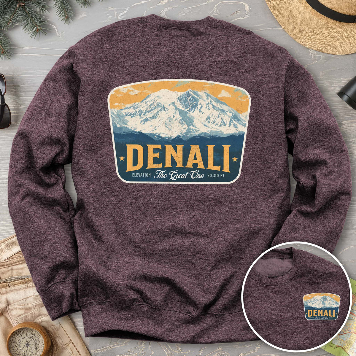 Denali "The Great One" Vintage Badge Front/Back Print Sweatshirt