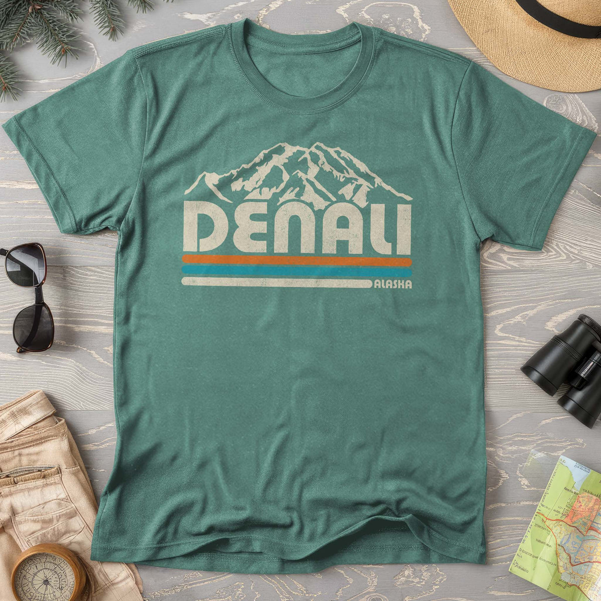 Denali Alaska Retro Stripe T-Shirt
