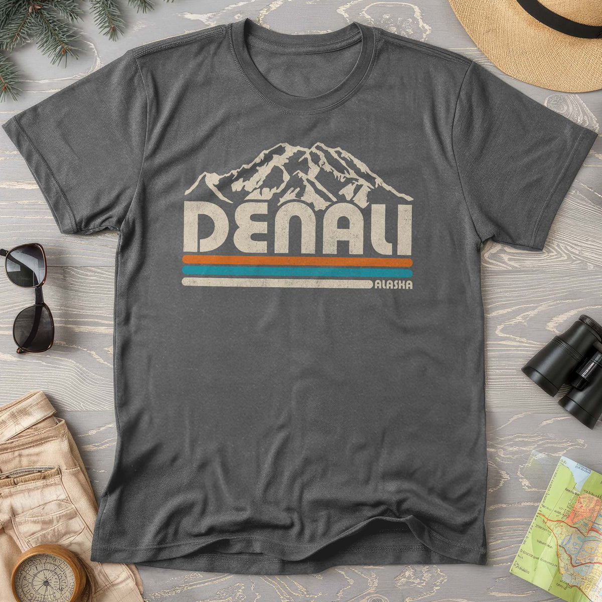 Denali Alaska Retro Stripe T-Shirt