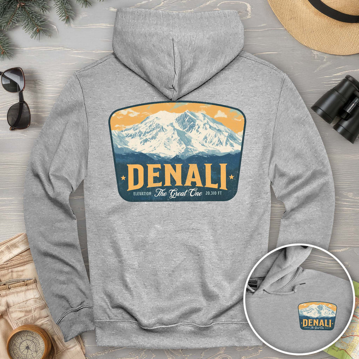 Denali "The Great One" Vintage Badge Front/Back Print Hoodie