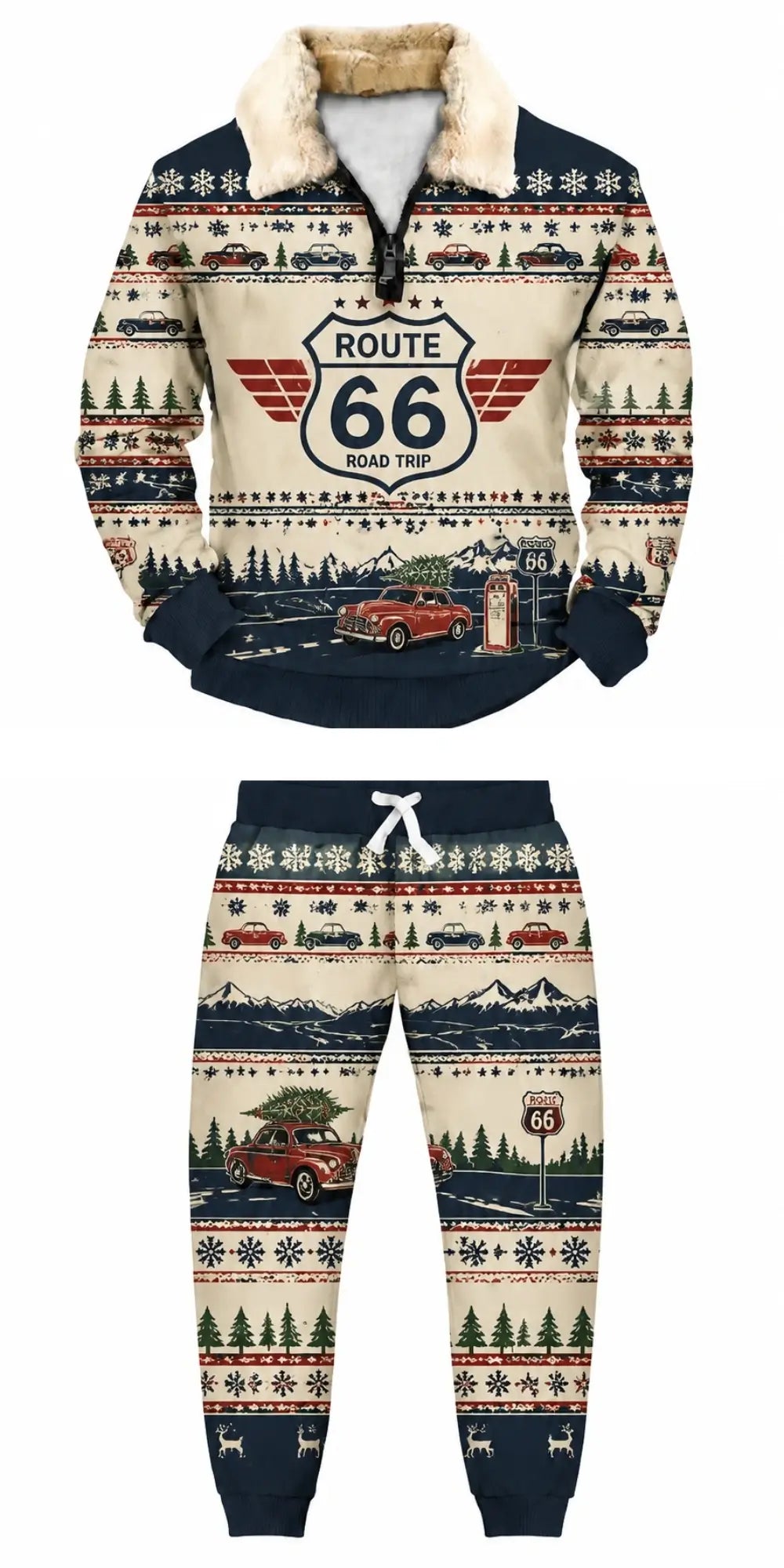 American Road Trip Ugly Quarter Zip Sweatshirt & Sweatpant Set