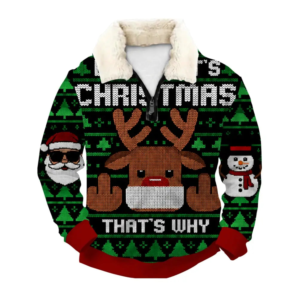 Because Christmas Ugly Quarter Zip Sweatshirt & Sweatpant Set