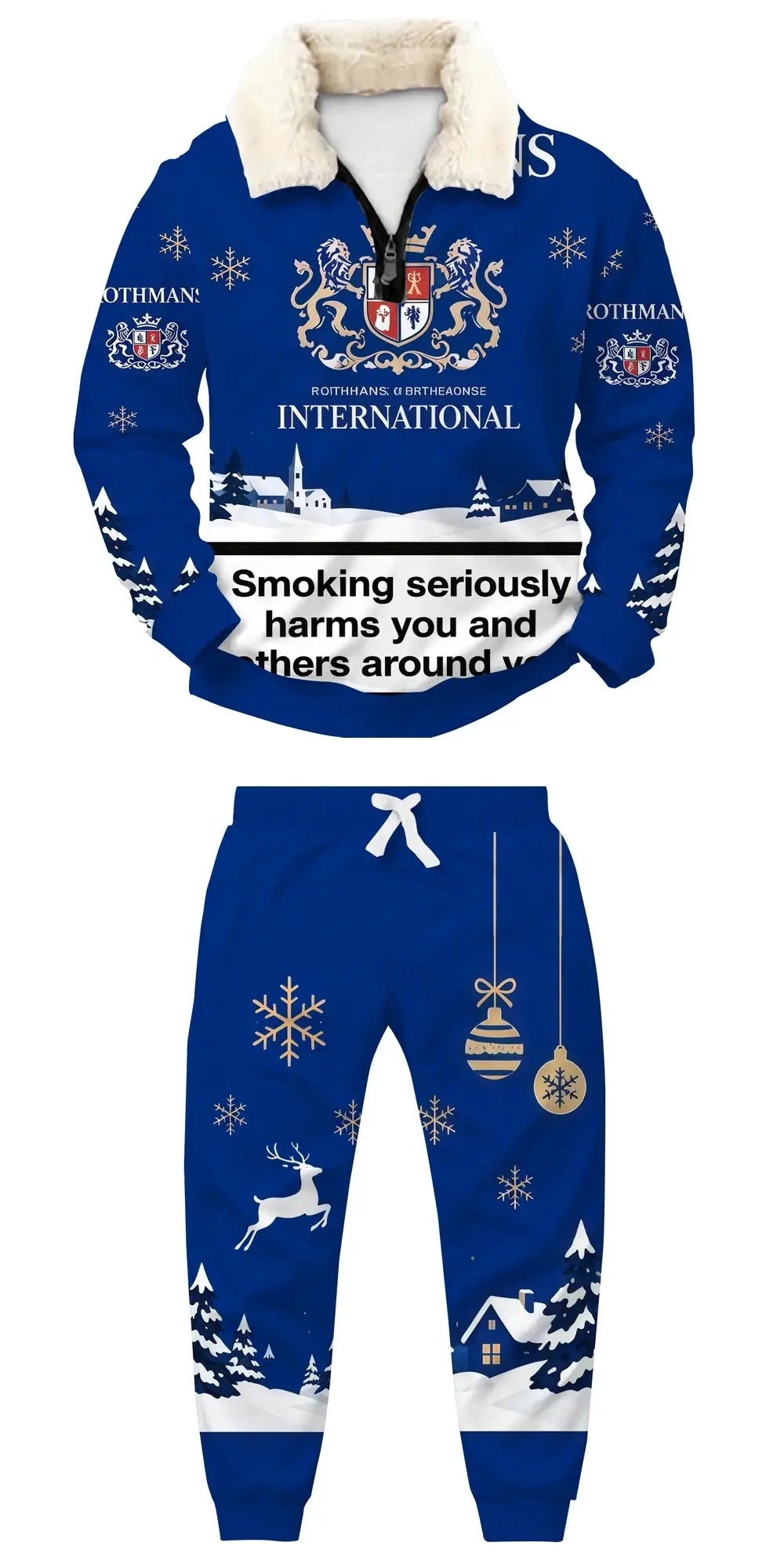 Blue Smoke Ugly Quarter Zip Sweatshirt & Sweatpant Set