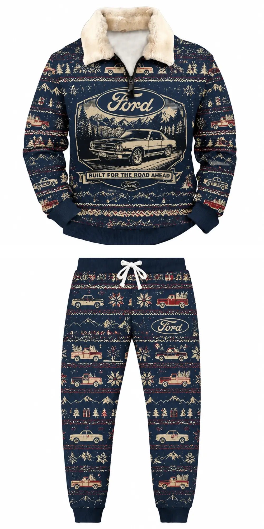 Cars & Road Trips Ugly Quarter Zip Sweatshirt & Sweatpant Set
