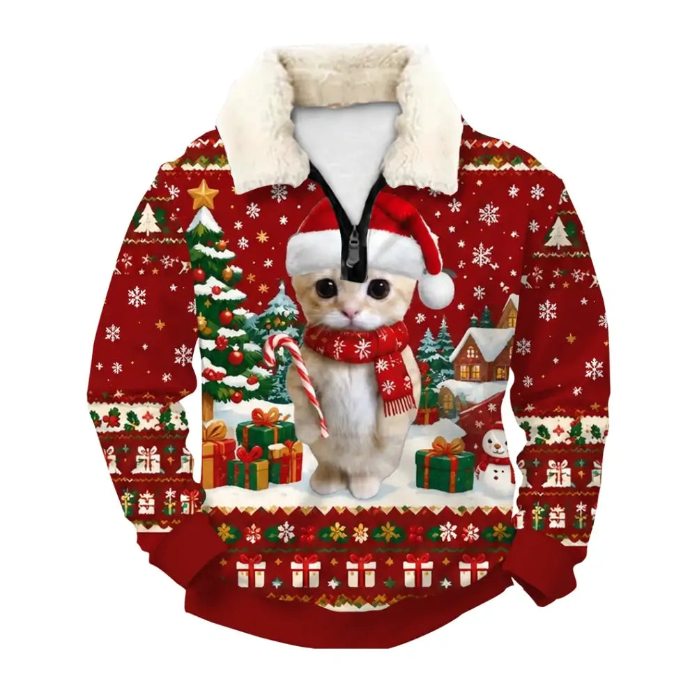 Cat Ugly Quarter Zip Sweatshirt & Sweatpant Set