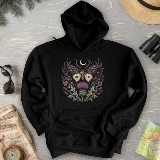 Crescent Thistle Moth Moon Hoodie