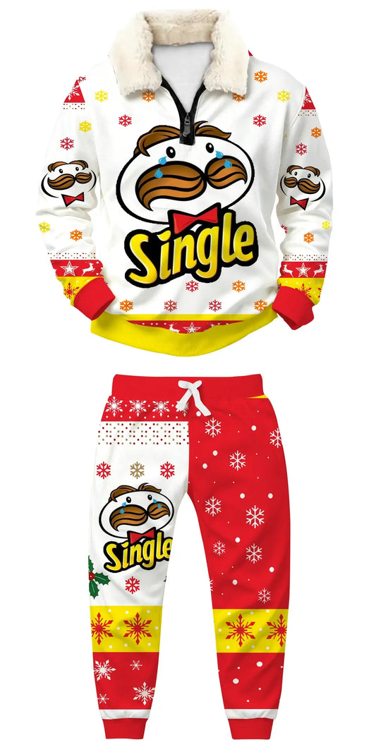 Cheesy Christmas Ugly Quarter Zip Sweatshirt & Sweatpant Set