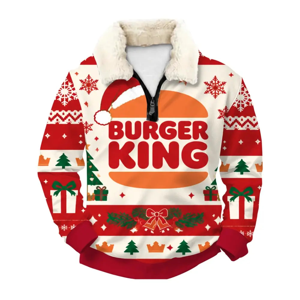 Christmas Burger Ugly Quarter Zip Sweatshirt & Sweatpant Set