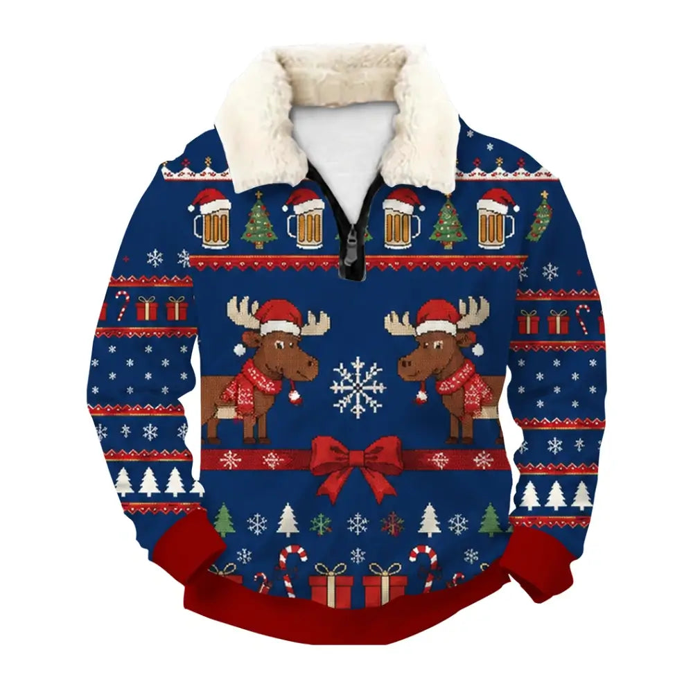 Christmas Party Ugly Quarter Zip Sweatshirt & Sweatpant Set