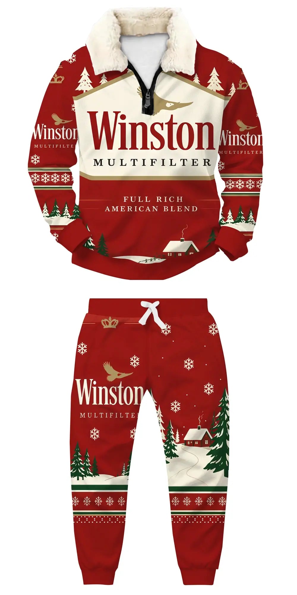Crimson Smoke Ugly Quarter Zip Sweatshirt & Sweatpant Set