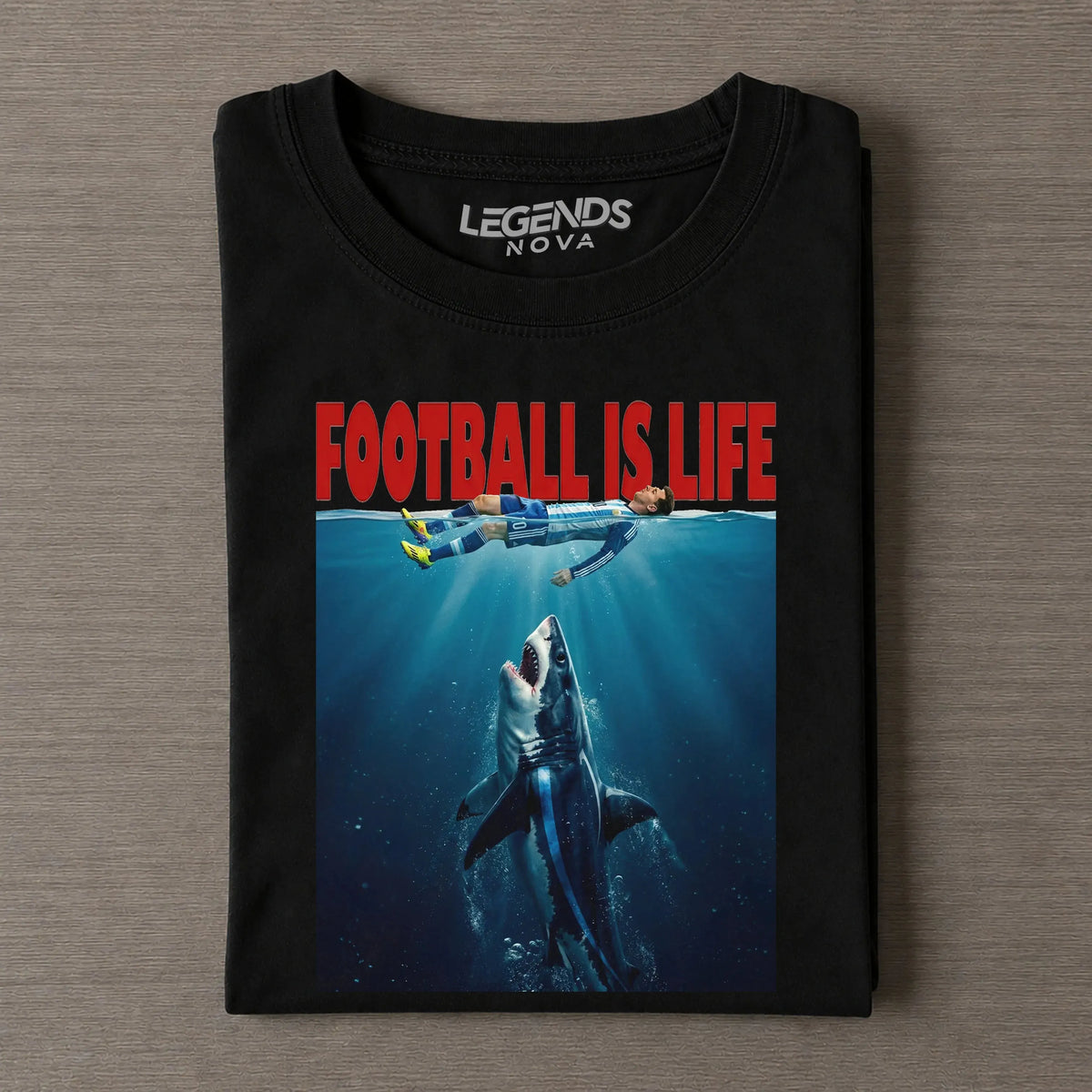 Football Is Life LM Underwater Shark Vintage Soccer V2 Tee