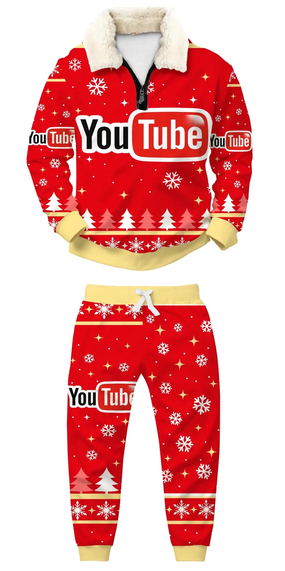 Digital Christmas Ugly Quarter Zip Sweatshirt & Sweatpant Set