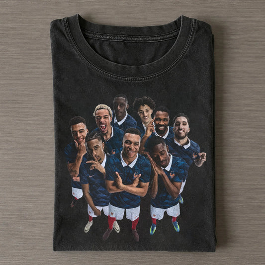 KM & French Team Retro Graphic T-Shirt