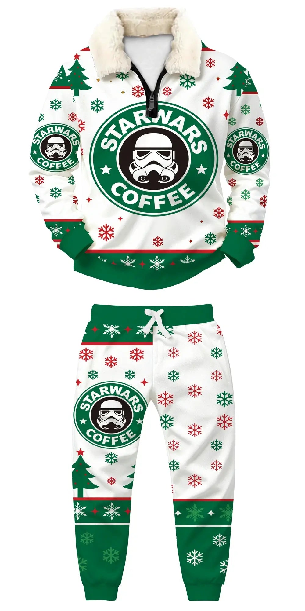Emerald Coffee Ugly Quarter Zip Sweatshirt & Sweatpant Set