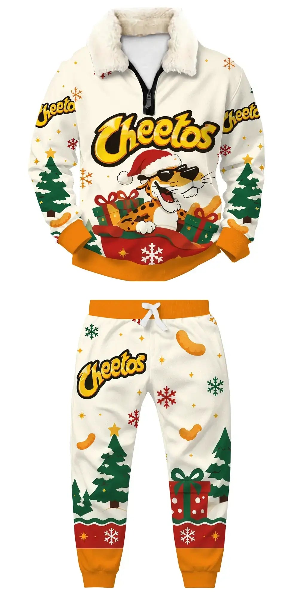 Festive Snacks Ugly Quarter Zip Sweatshirt & Sweatpant Set