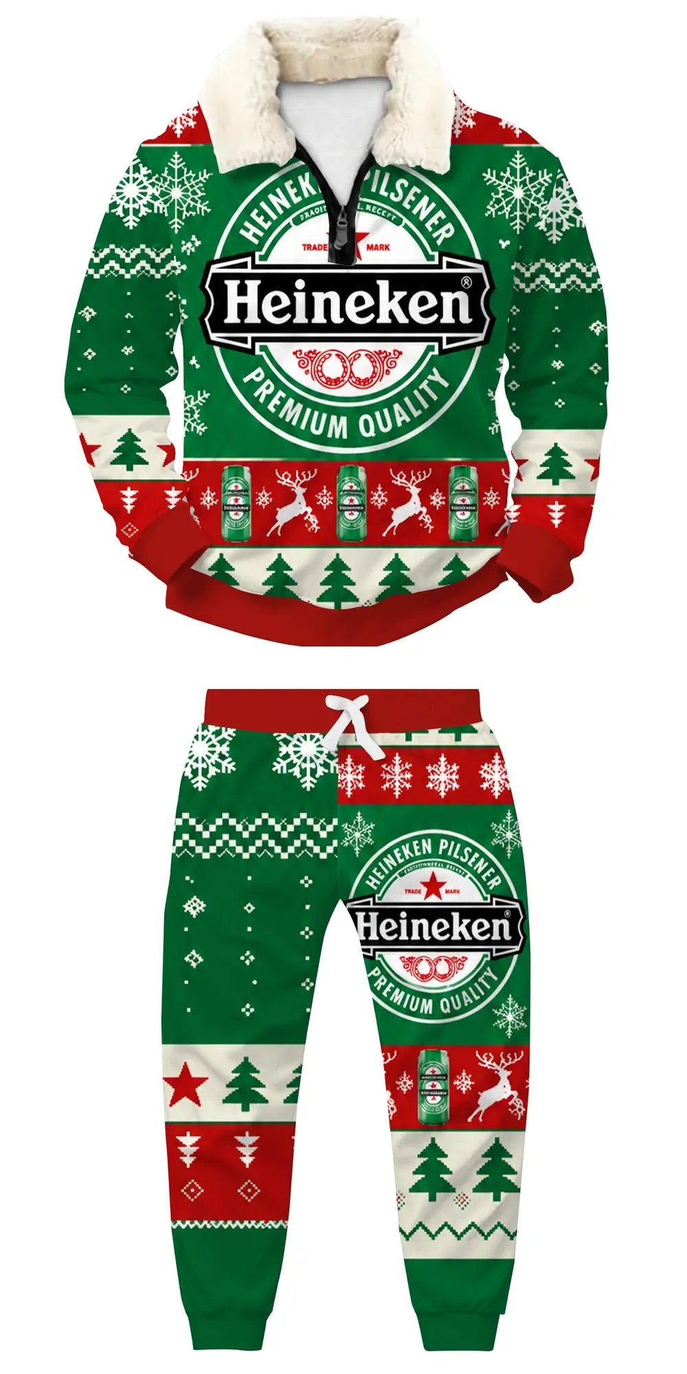 Green Brew Ugly Quarter Zip Sweatshirt & Sweatpant Set