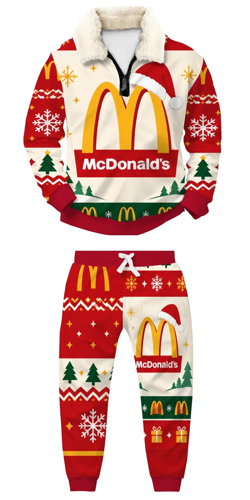 Holiday Burger Ugly Quarter Zip Sweatshirt & Sweatpant Set