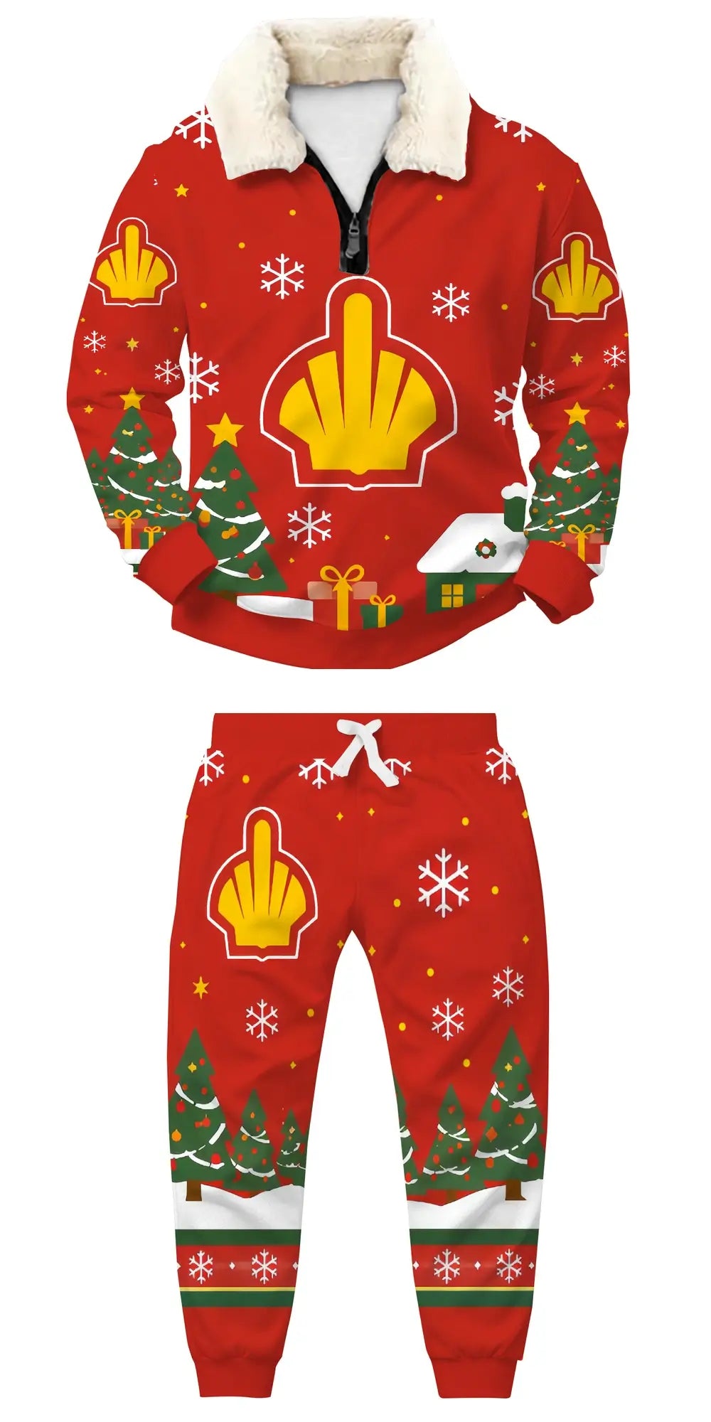 Holiday Flame Ugly Quarter Zip Sweatshirt & Sweatpant Set