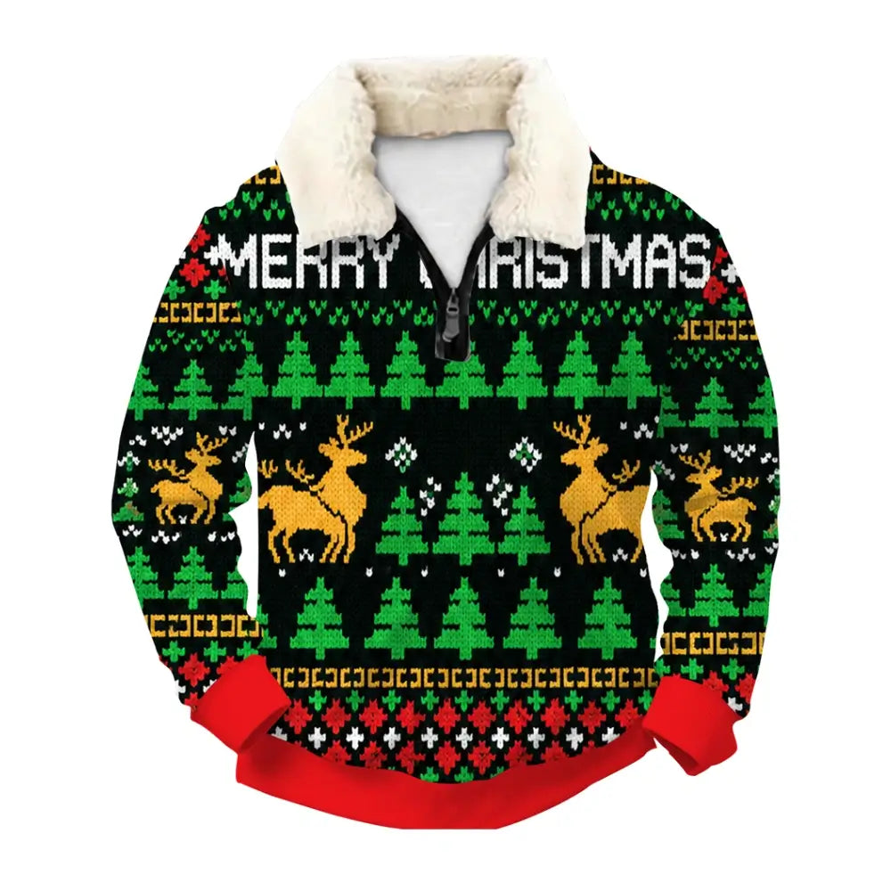 Merry Christmas Ugly Quarter Zip Sweatshirt & Sweatpant Set