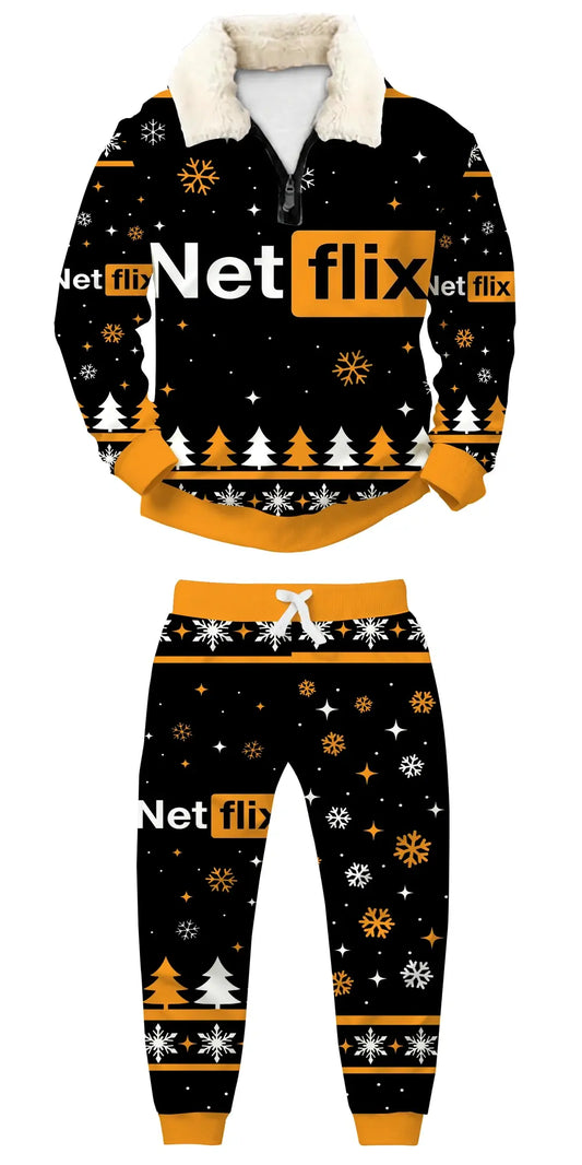 Midnight Streaming Ugly Quarter Zip Sweatshirt & Sweatpant Set