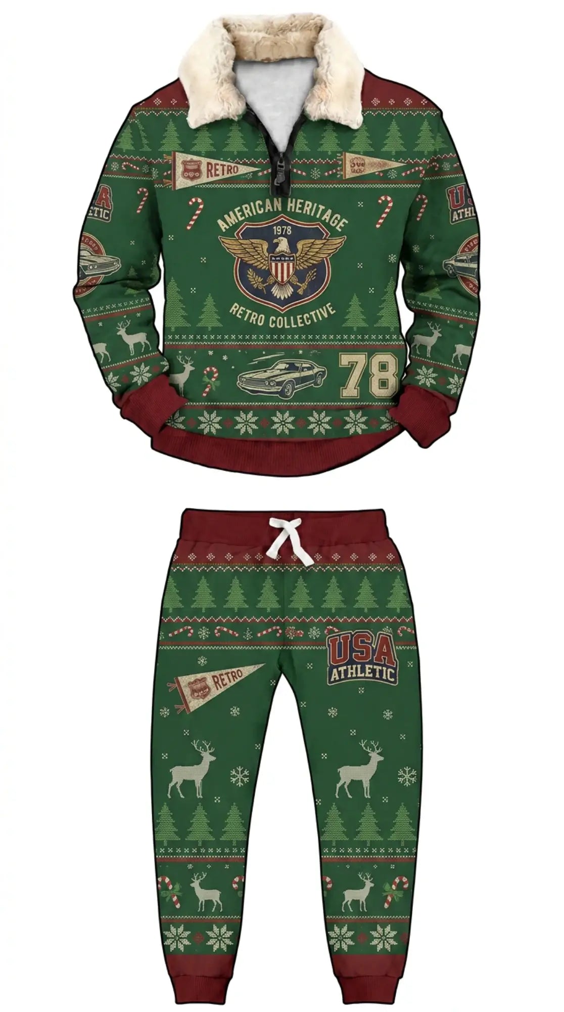 Open Road Ugly Quarter Zip Sweatshirt & Sweatpant Set