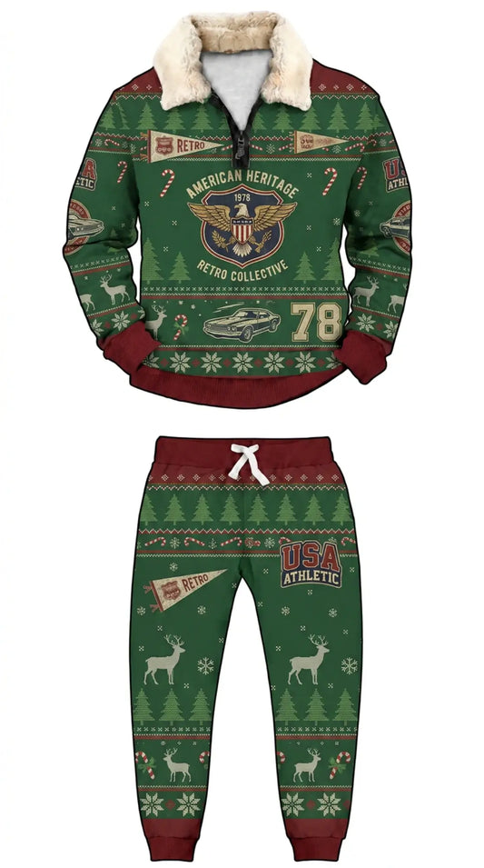 Open Road Ugly Quarter Zip Sweatshirt & Sweatpant Set