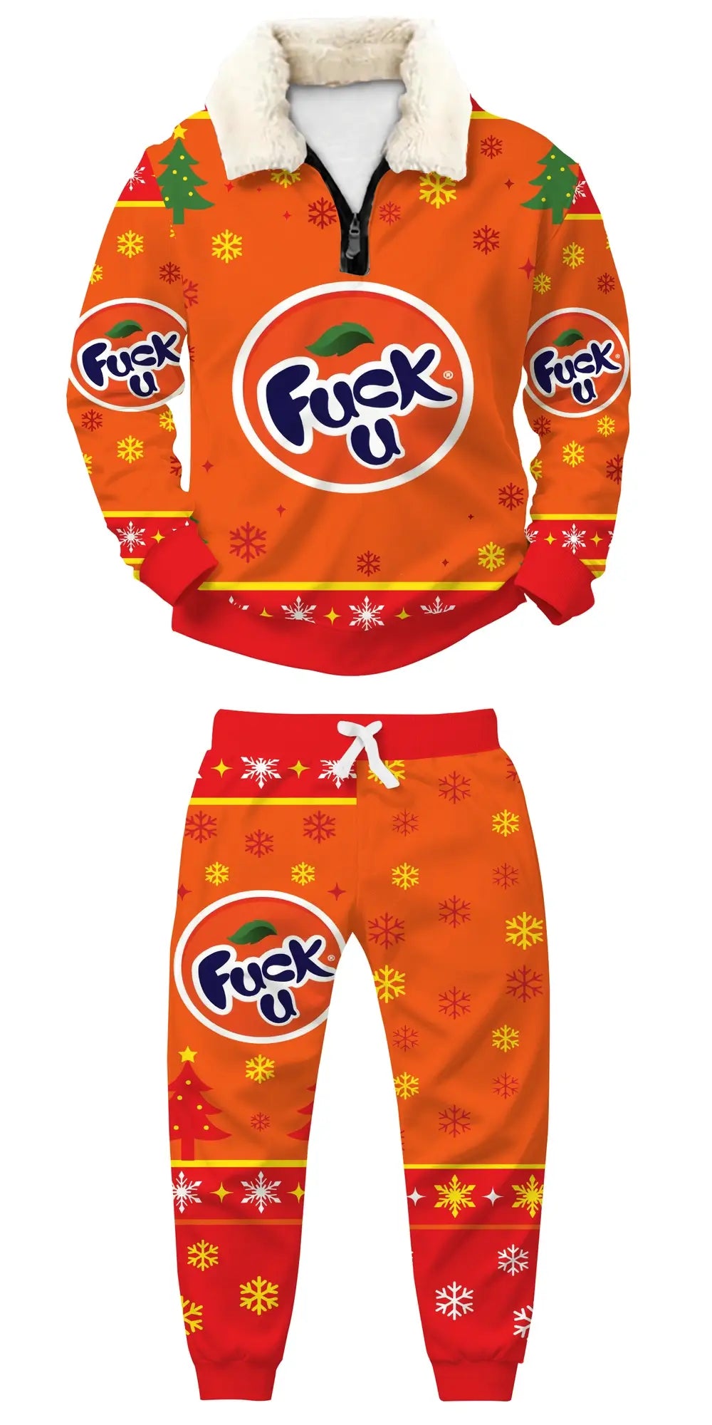 Orange Fizz Ugly Quarter Zip Sweatshirt & Sweatpant Set