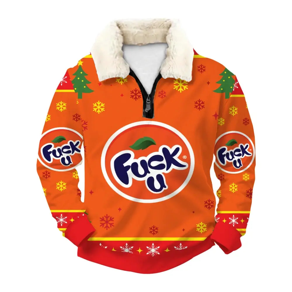 Orange Fizz Ugly Quarter Zip Sweatshirt & Sweatpant Set