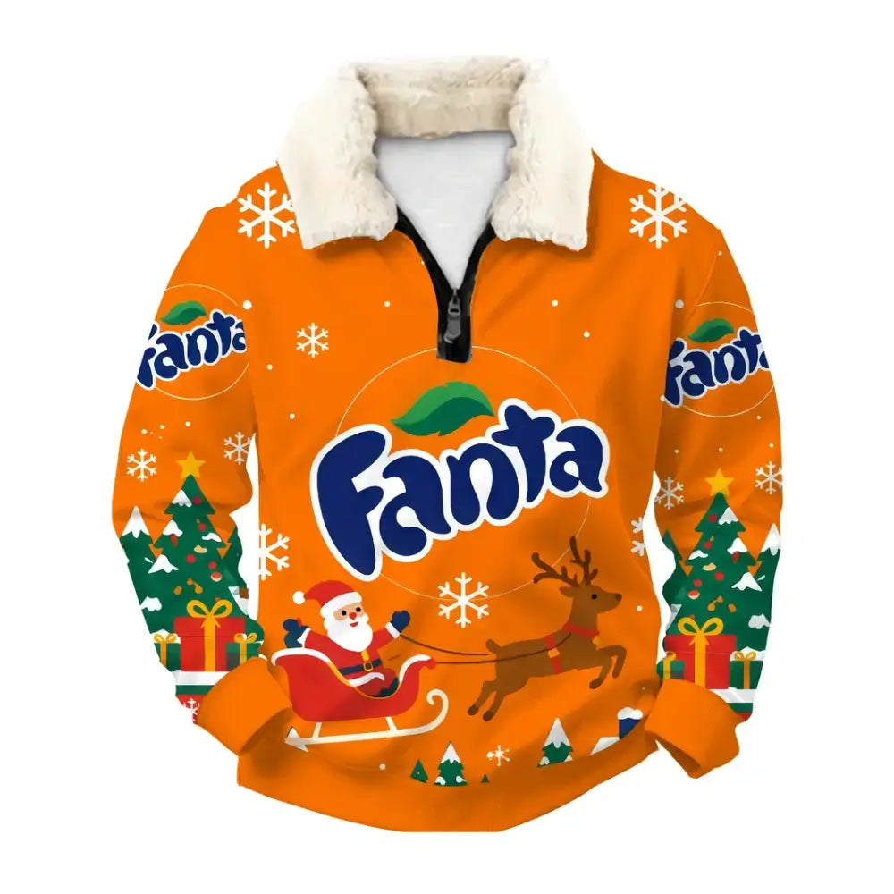 Orange Holiday Ugly Quarter Zip Sweatshirt & Sweatpant Set