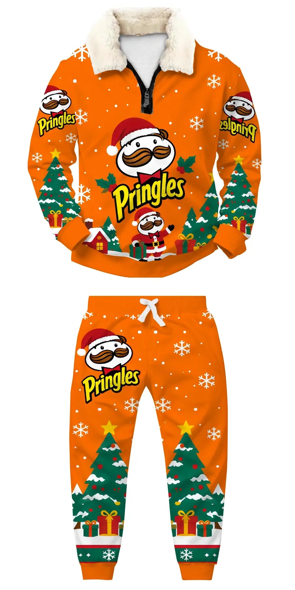 Orange Treats Ugly Quarter Zip Sweatshirt & Sweatpant Set