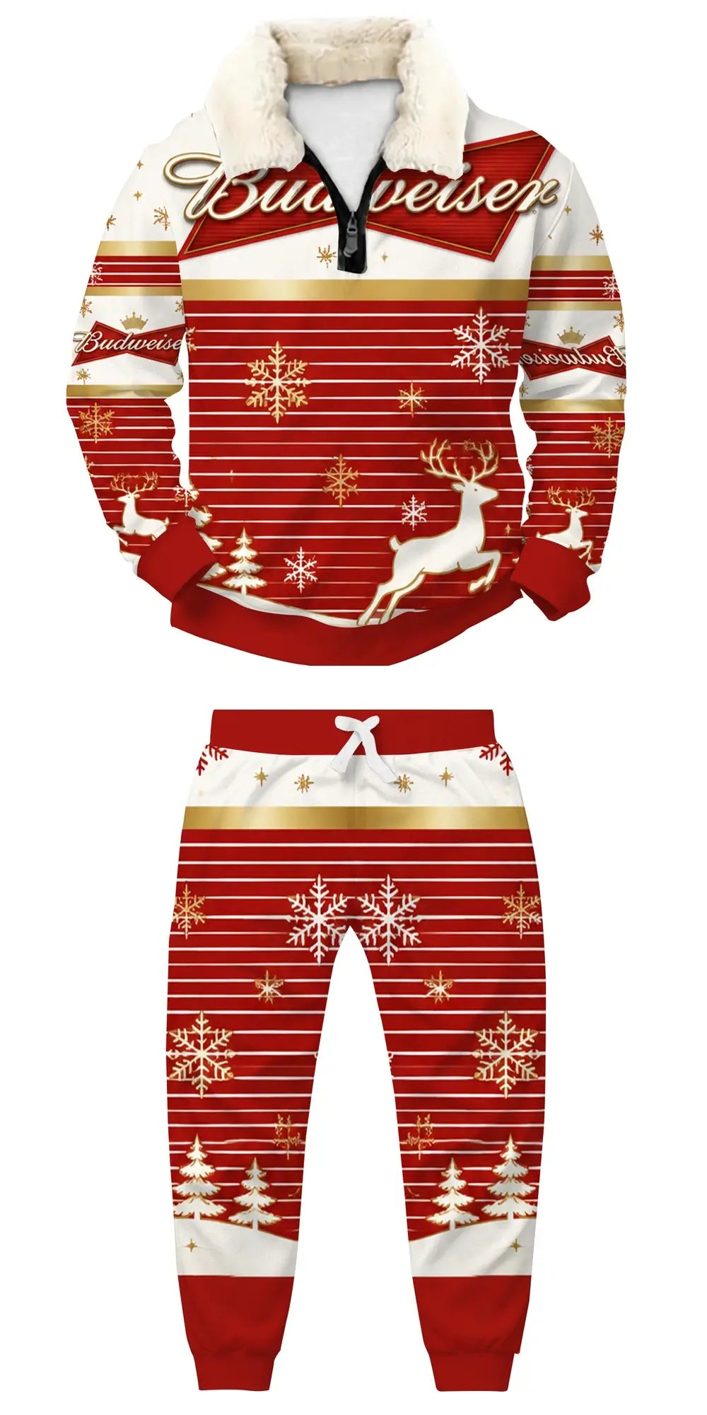 Red Brew Ugly Quarter Zip Sweatshirt & Sweatpant Set