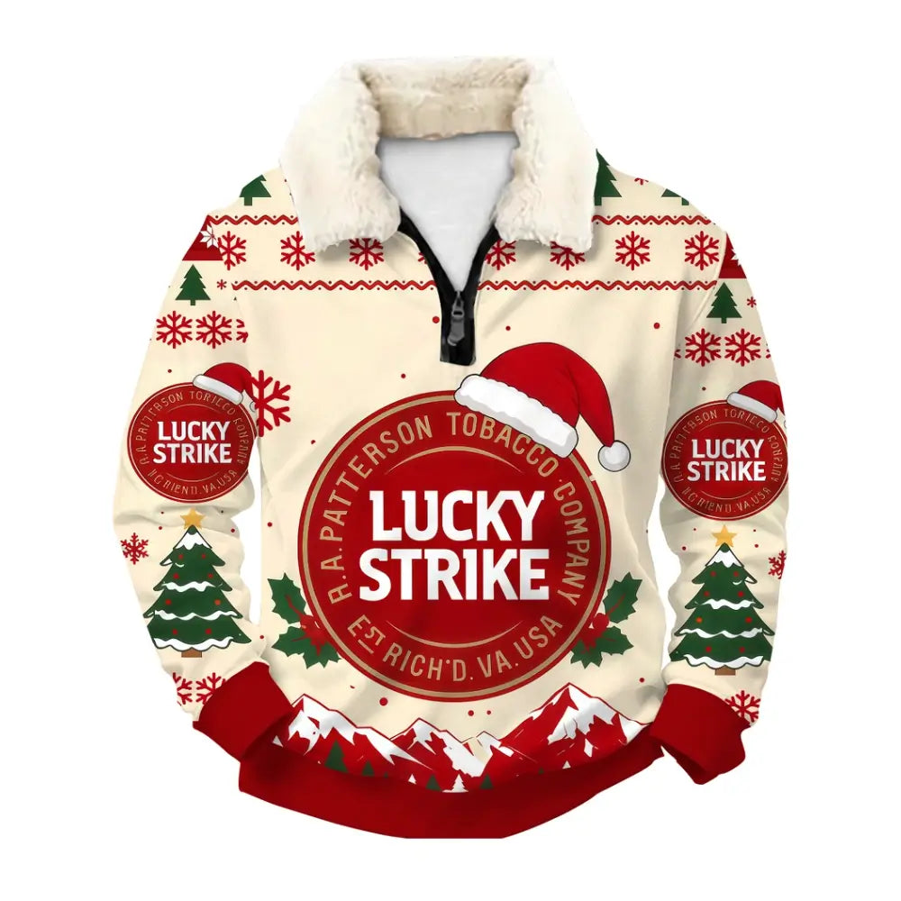 Red Holiday Ugly Quarter Zip Sweatshirt & Sweatpant Set