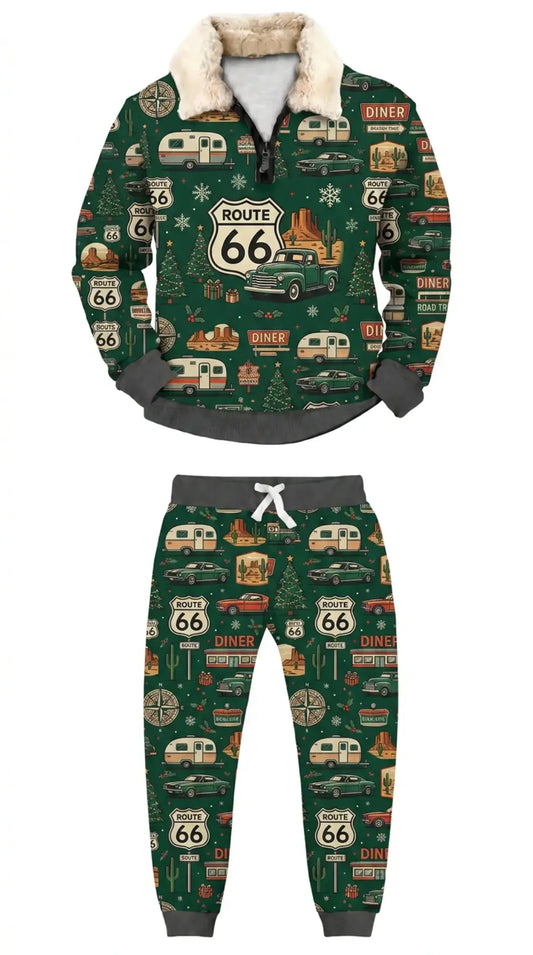 Retro Americana Ugly Quarter Zip Sweatshirt & Sweatpant Set