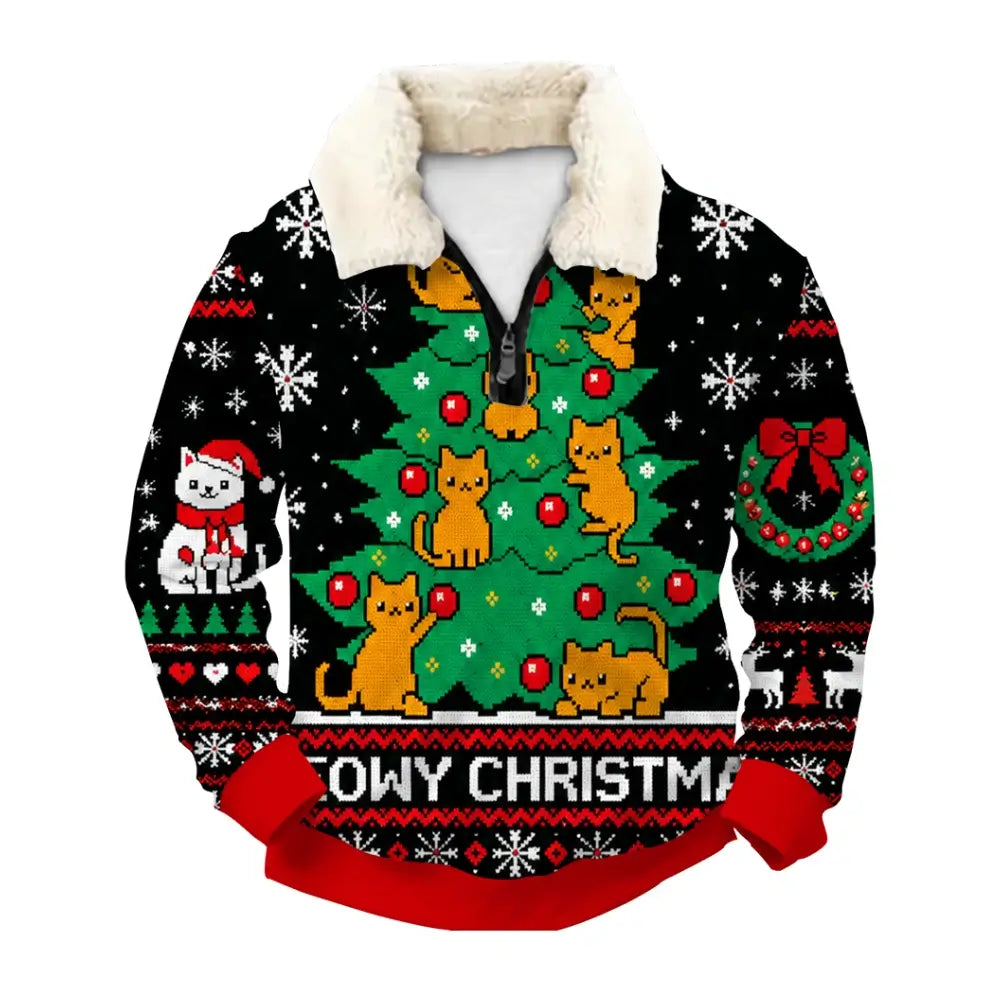 Retro Christmas Ugly Quarter Zip Sweatshirt & Sweatpant Set