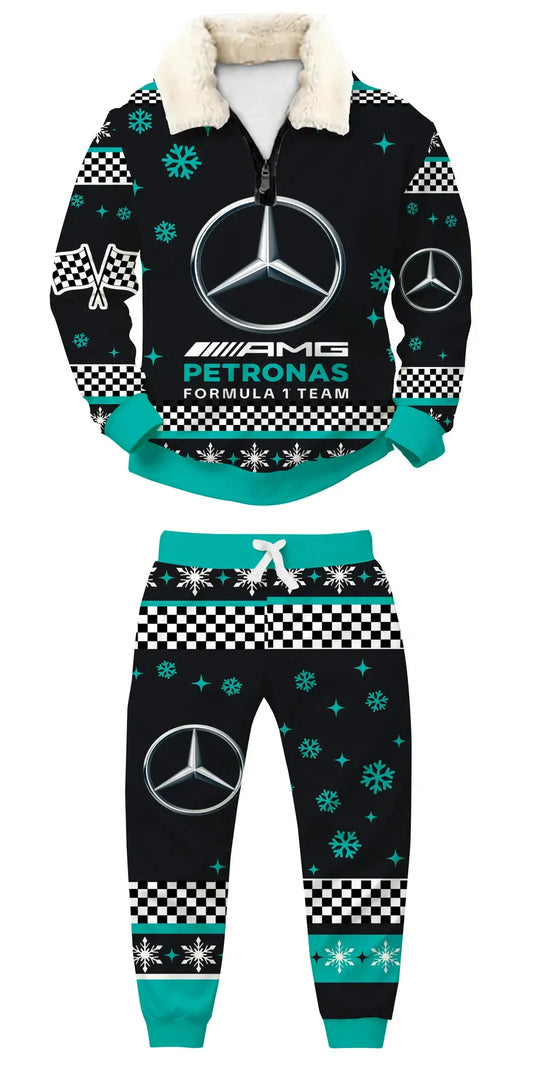 Silver Racing Ugly Quarter Zip Sweatshirt & Sweatpant Set