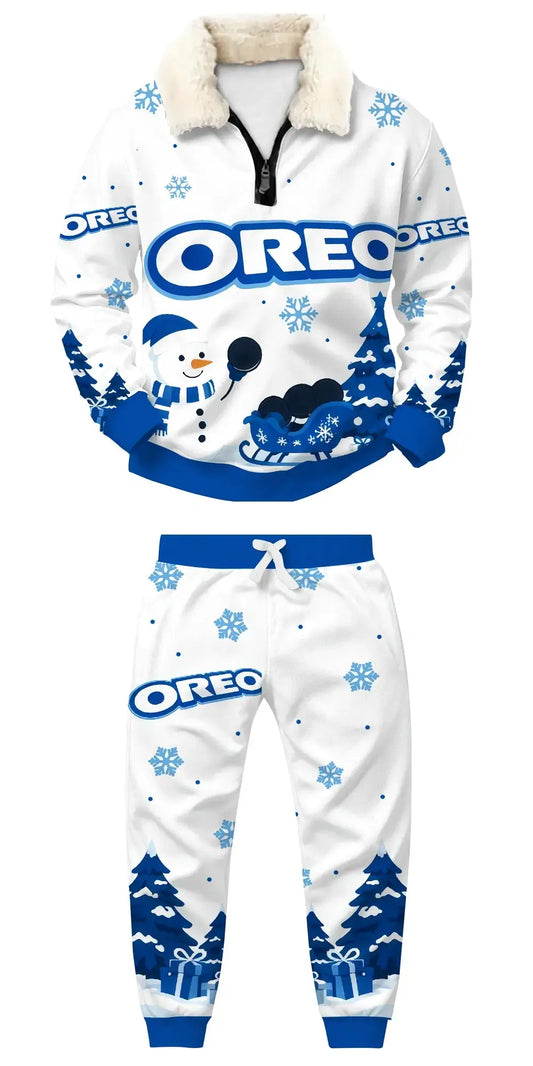 Snowy Cookies Ugly Quarter Zip Sweatshirt & Sweatpant Set
