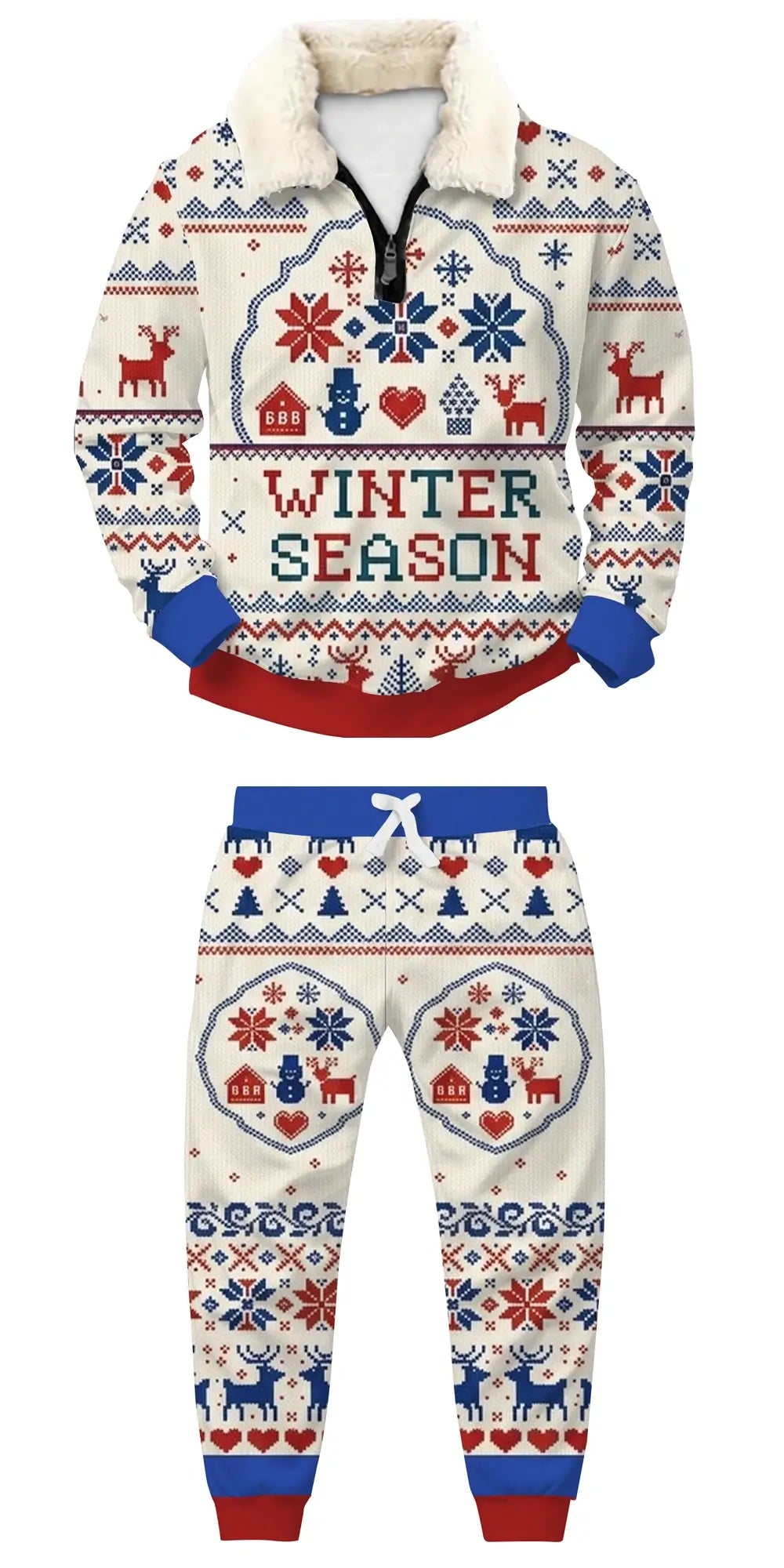 Winter Season Ugly Quarter Zip Sweatshirt & Sweatpant Set