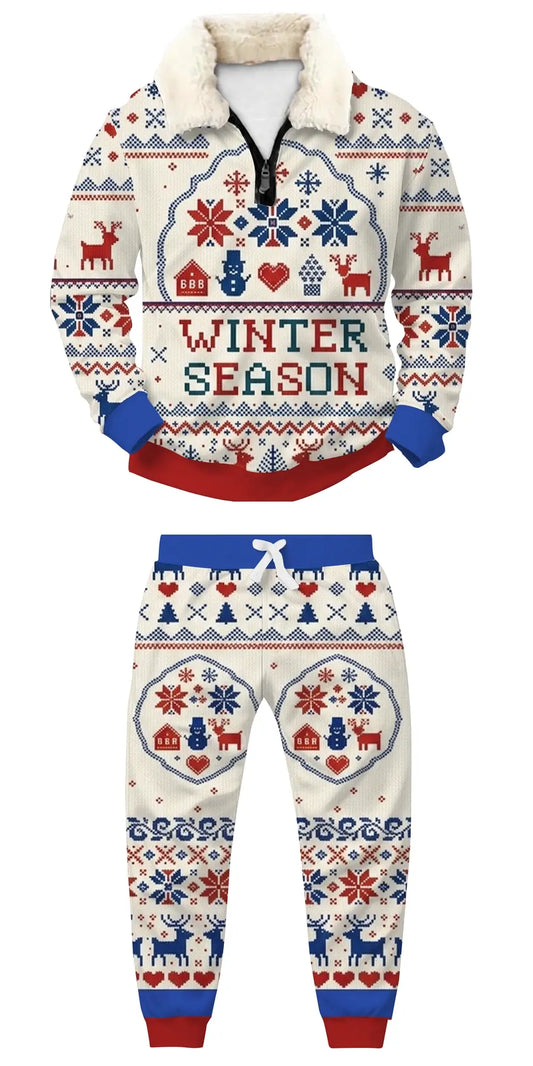 Winter Season Ugly Quarter Zip Sweatshirt & Sweatpant Set